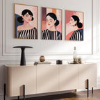 Frames Living Room | Set of 3 Boho Women Wall art Prints