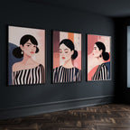 Frames Living Room | Set of 3 Boho Women Wall art Prints