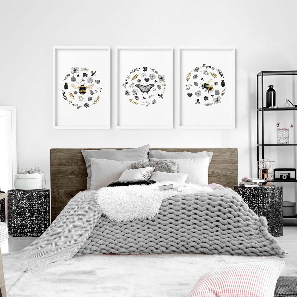 French country bedroom decor | set of 3 framed wall art prints