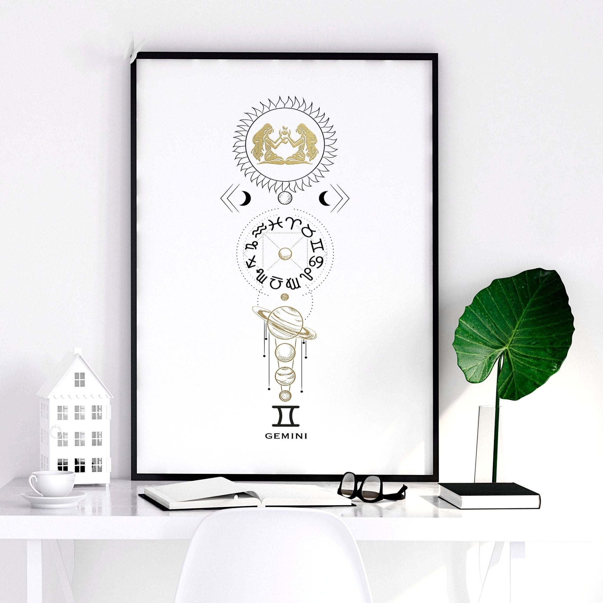 Gemini zodiac sign wall art print