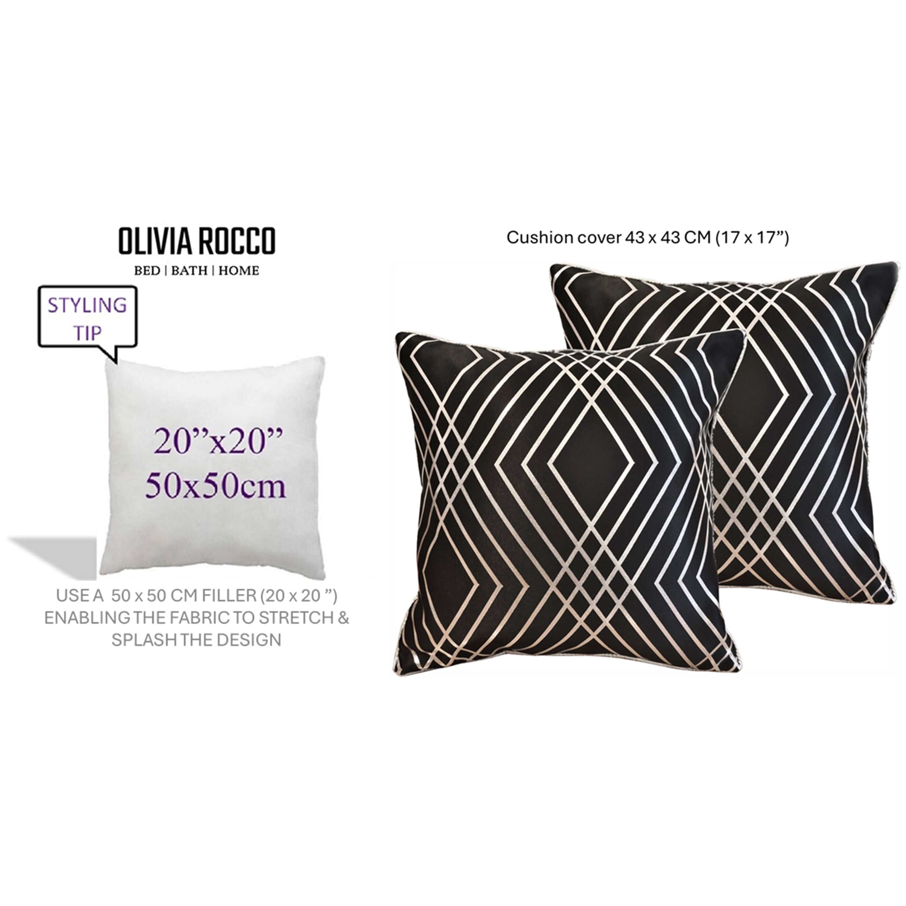 OLIVIA ROCCO Geo Sparkle Cushion Covers 2 Pack Geometric Decorative Pillow Cases Black With Metallic Foil Accent for Sofa Bed Chair Lounge - Nest UK
