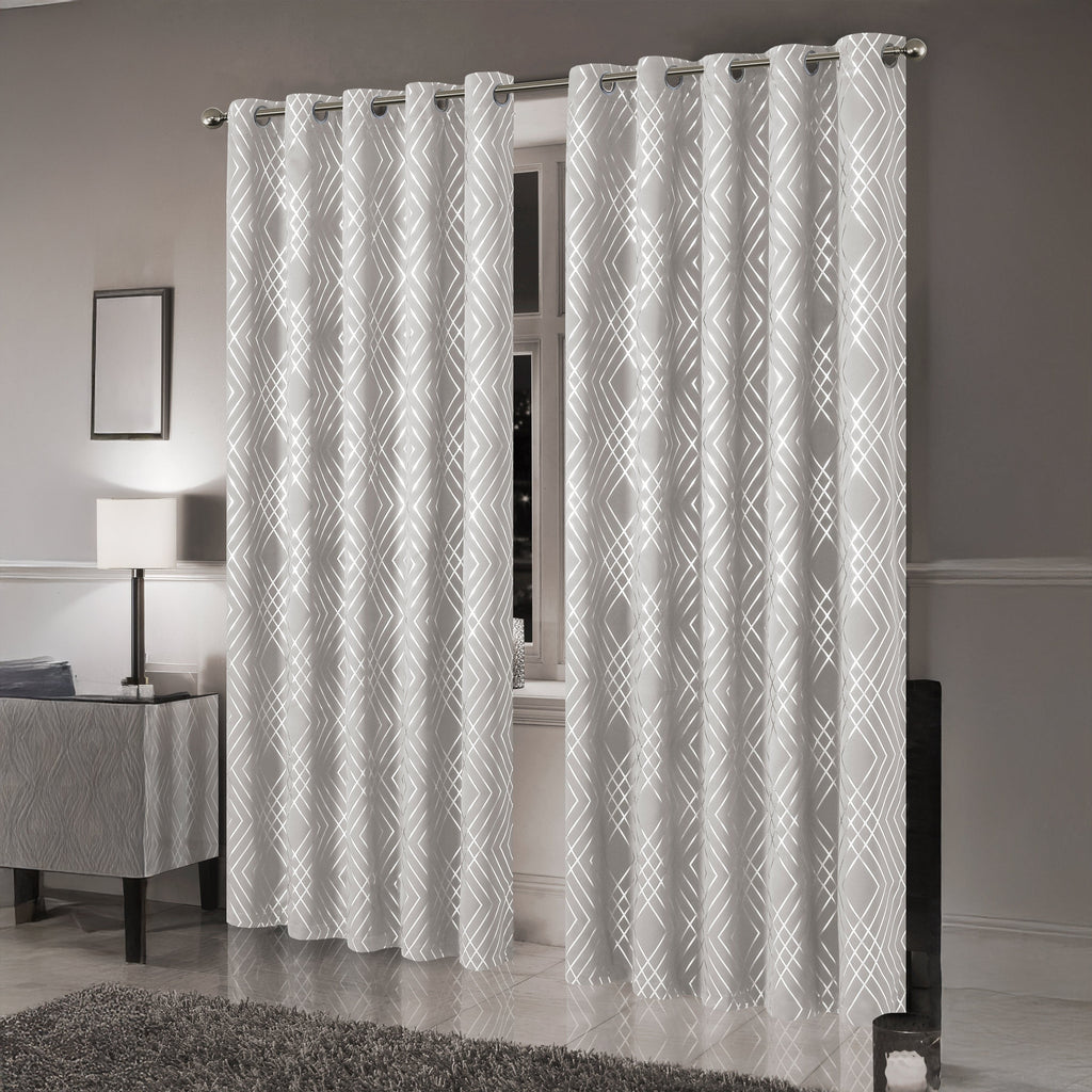 OLIVIA ROCCO Geometric Sparkle Blackout Curtains Soft Thermal Insulated Eyelet Ring Top For Living Room And Bedroom Drapes