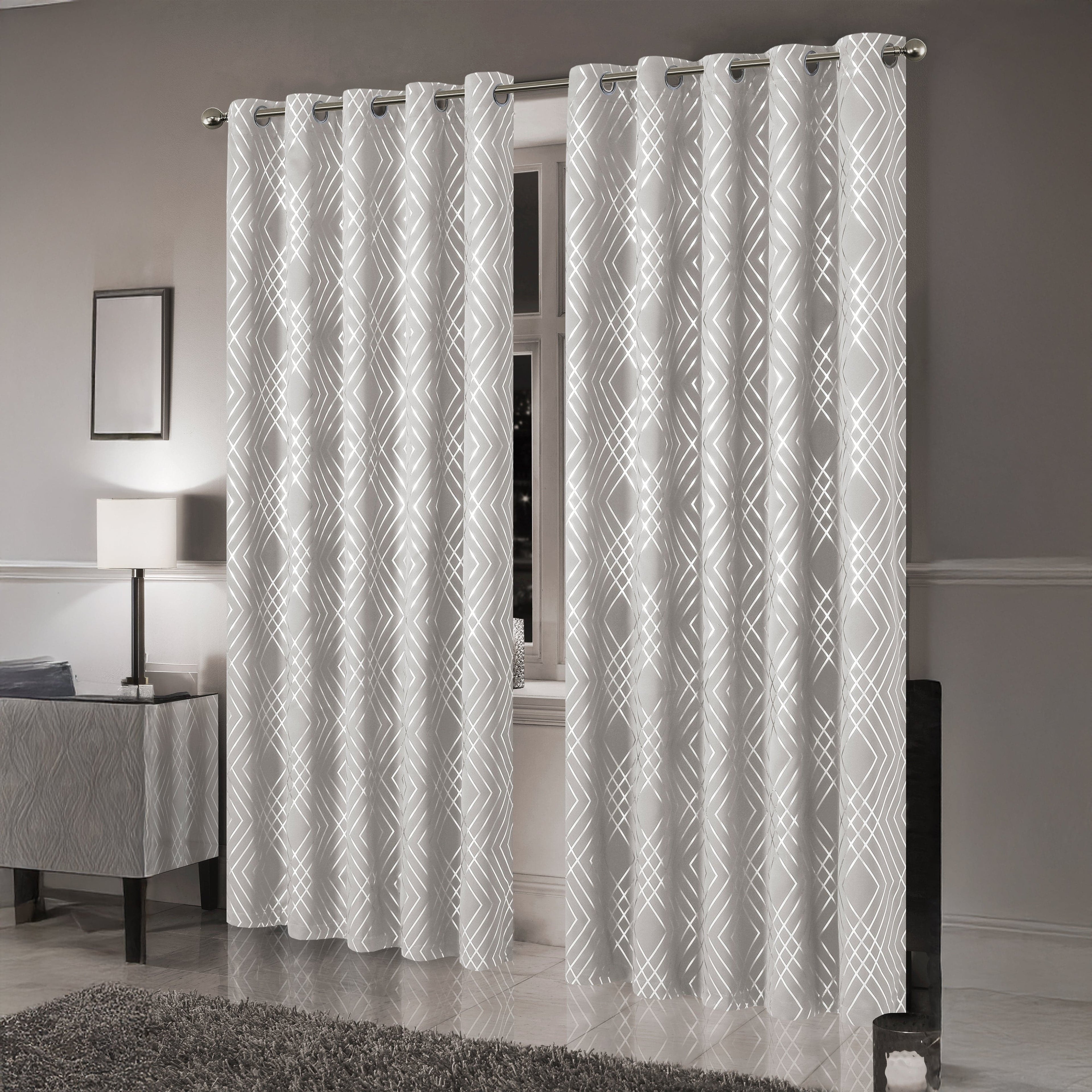 OLIVIA ROCCO Geometric Sparkle Blackout Curtains Soft Thermal Insulated Eyelet Ring Top For Living Room And Bedroom Drapes
