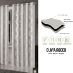 OLIVIA ROCCO Geometric Sparkle Blackout Curtains Soft Thermal Insulated Eyelet Ring Top For Living Room And Bedroom Drapes