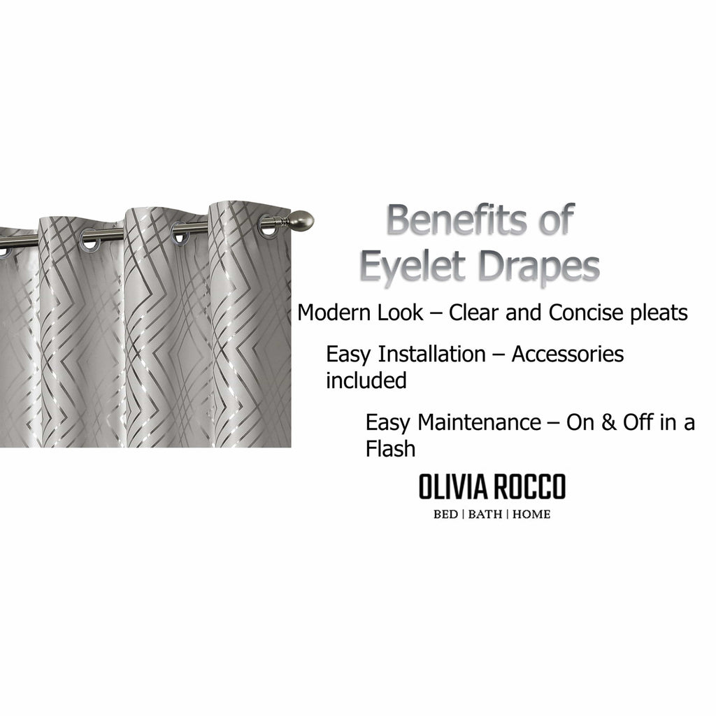 OLIVIA ROCCO Geometric Sparkle Blackout Curtains Soft Thermal Insulated Eyelet Ring Top For Living Room And Bedroom Drapes