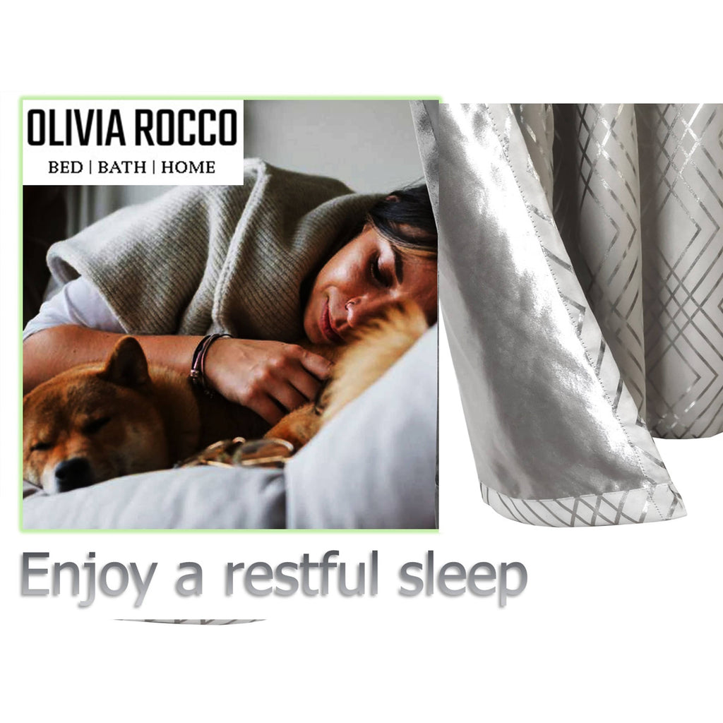 OLIVIA ROCCO Geometric Sparkle Blackout Curtains Soft Thermal Insulated Eyelet Ring Top For Living Room And Bedroom Drapes