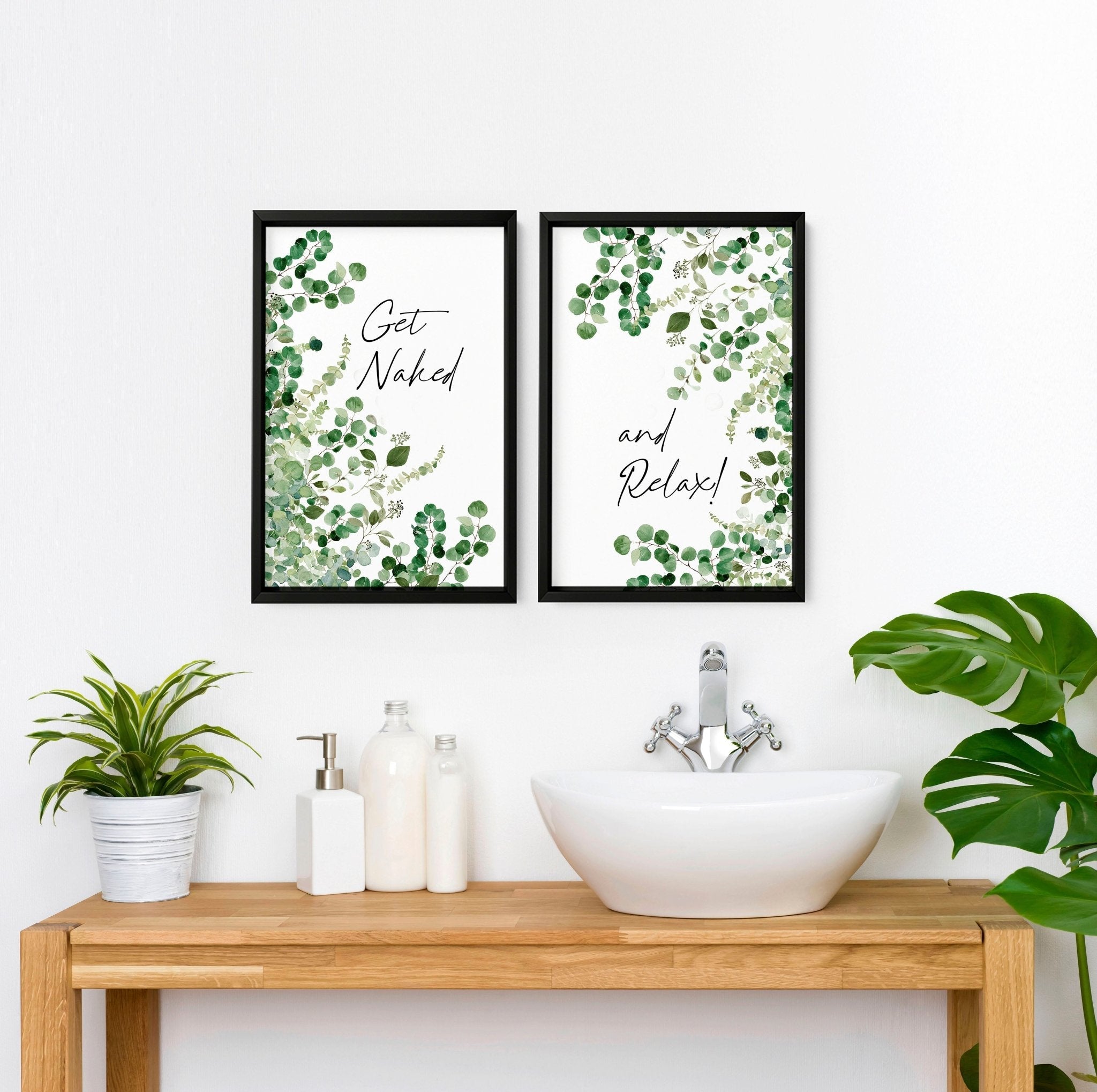 Framed picture for bathroom | Set of 2 wall art prints