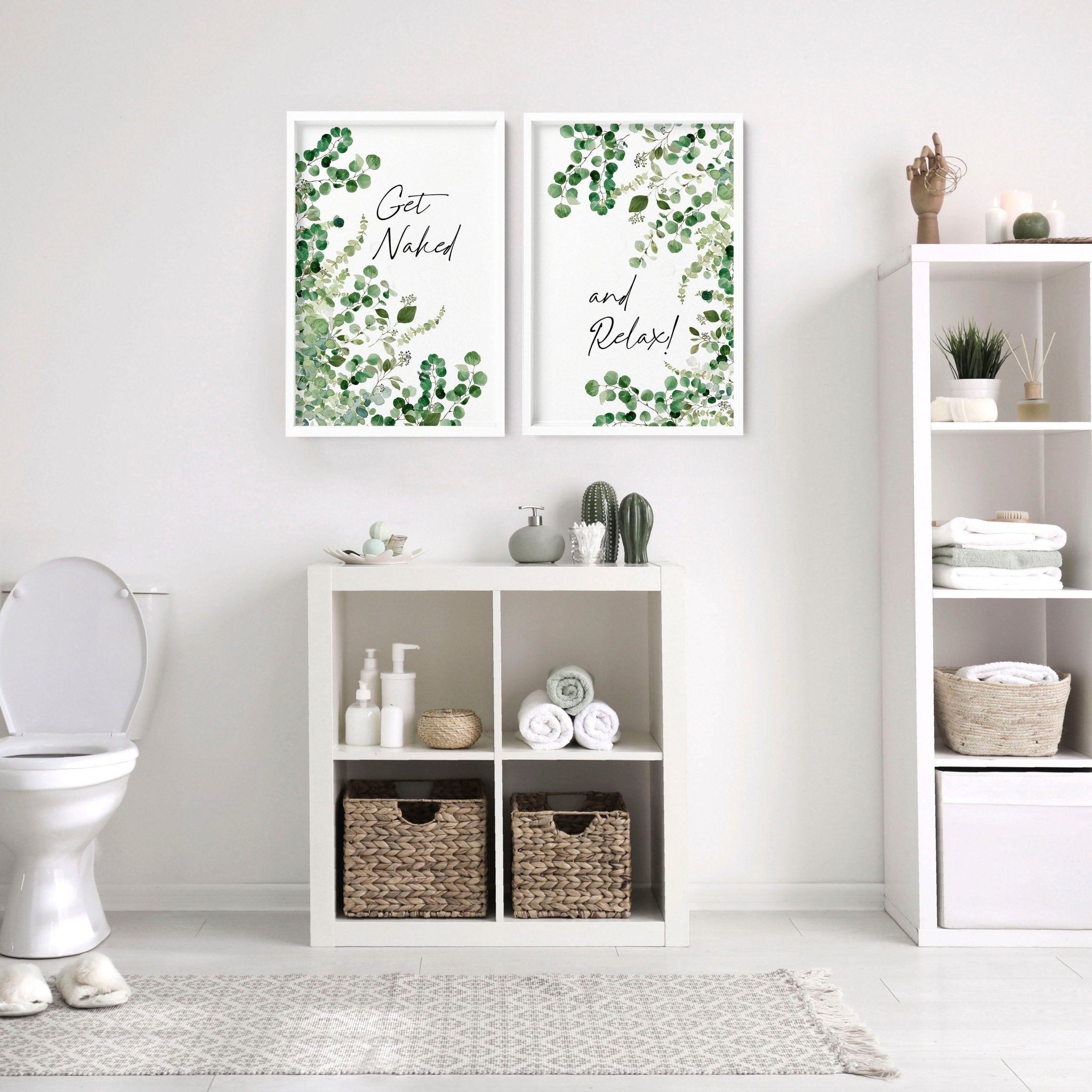 Framed picture for bathroom | Set of 2 wall art prints