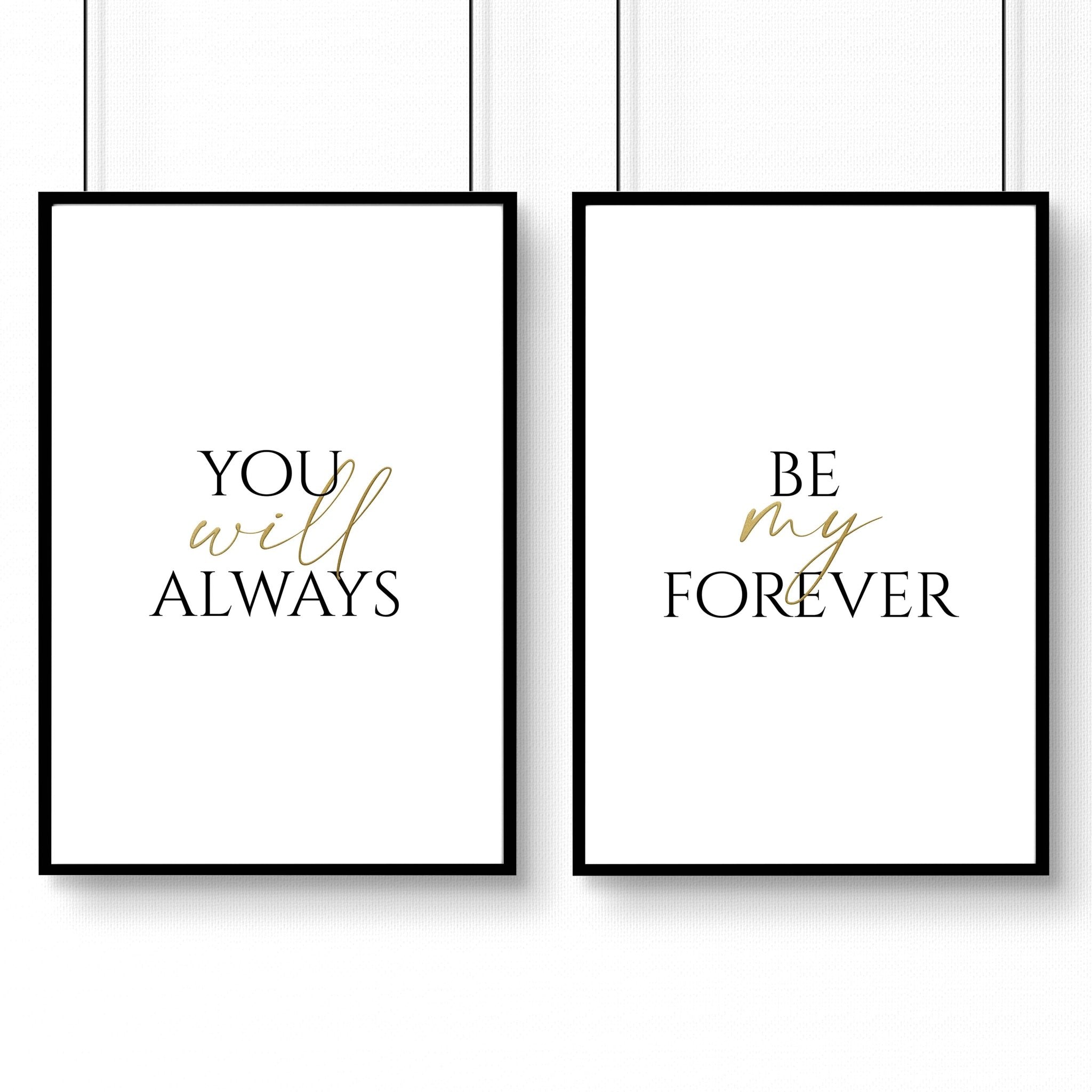 First anniversary gift for couple | set of 2 wall art prints for Bedroom