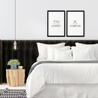 First anniversary gift for couple | set of 2 wall art prints for Bedroom