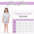 OLIVIA ROCCO Girls Satin Silk Short Pyjama Set Button Down Shirt And Loose Fitting Pants Ages 5-14 Black Pink Grey Cozy Nightwear