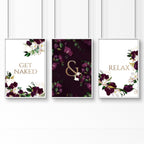 Classy bathroom wall art | set of 3 framed bathroom prints