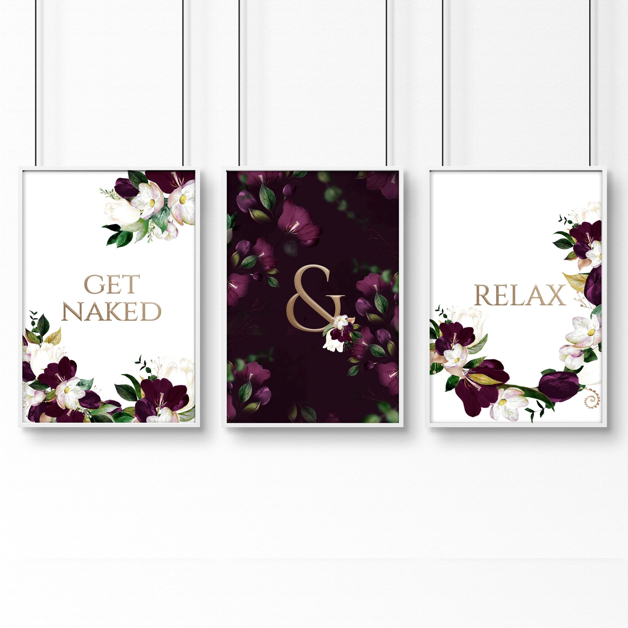 Classy bathroom wall art | set of 3 framed bathroom prints