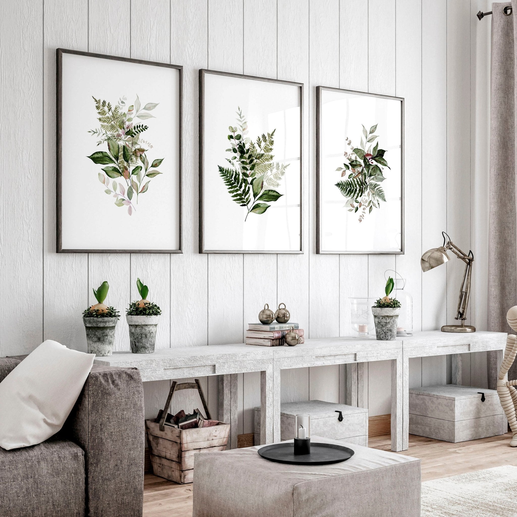 Greenery wall painting | set of 3 wall art prints