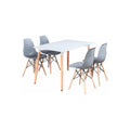 Halo Dining Table and Ghost Chair Set for 4 - Eiffel Plastic Chairs and a Rectangle Dining Table