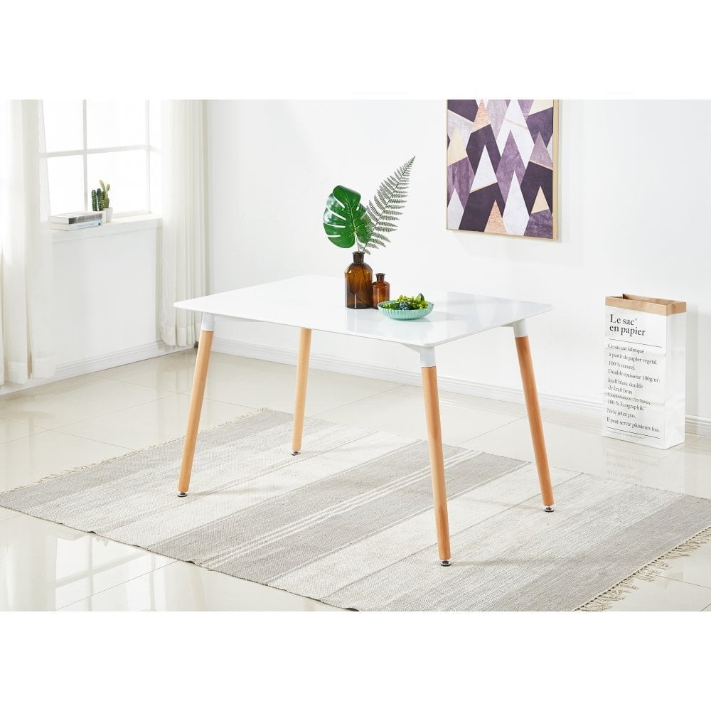 Halo Dining Table and Ghost Chair Set for 4 - Eiffel Plastic Chairs and a Rectangle Dining Table