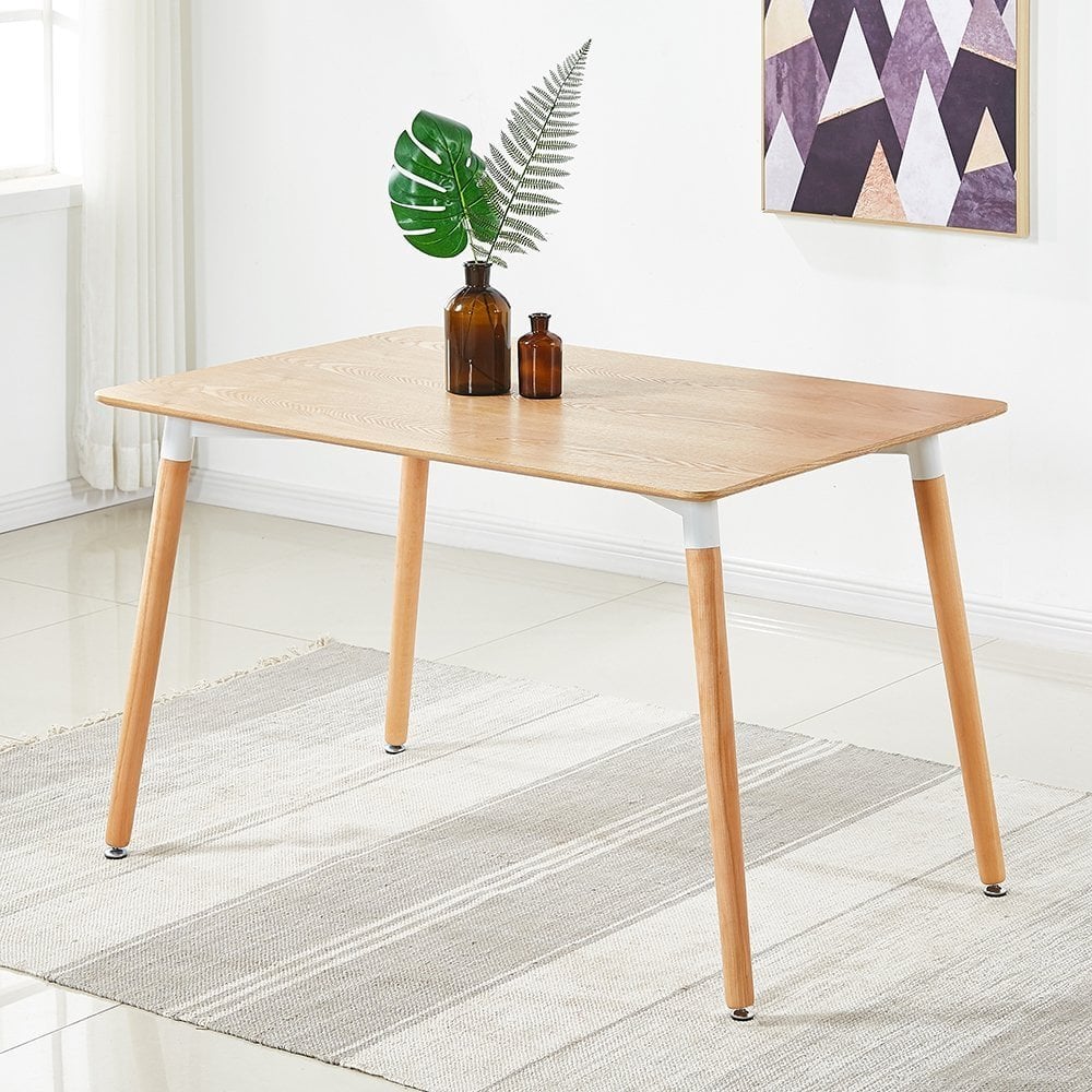 Halo Dining Table and Ghost Chair Set for 4 - Eiffel Plastic Chairs and a Rectangle Dining Table