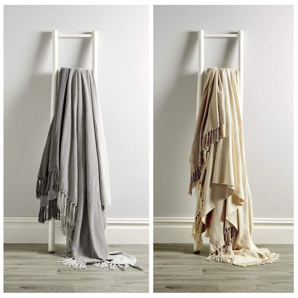 OLIVIA ROCCO Handwoven Large Check Pure Indian Cotton Throw Blanket With Tassels Eco Friendly Home Decor Multiple Sizes Available