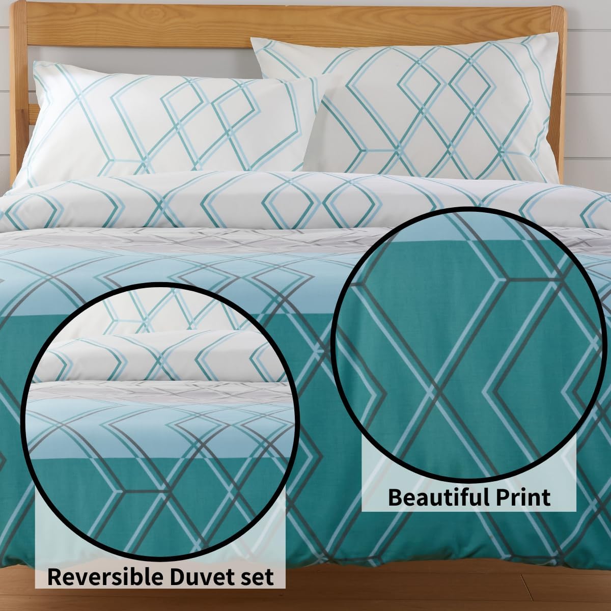 OLIVIA ROCCO Havanna Geo Reversible Luxury Cotton Blend Duvet Cover Set With Pillowcases Pink Teal Single Double King Soft Feel