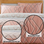 OLIVIA ROCCO Havanna Geo Reversible Luxury Cotton Blend Duvet Cover Set With Pillowcases Pink Teal Single Double King Soft Feel
