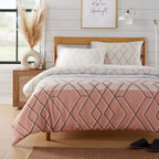 OLIVIA ROCCO Havanna Geo Reversible Luxury Cotton Blend Duvet Cover Set With Pillowcases Pink Teal Single Double King Soft Feel