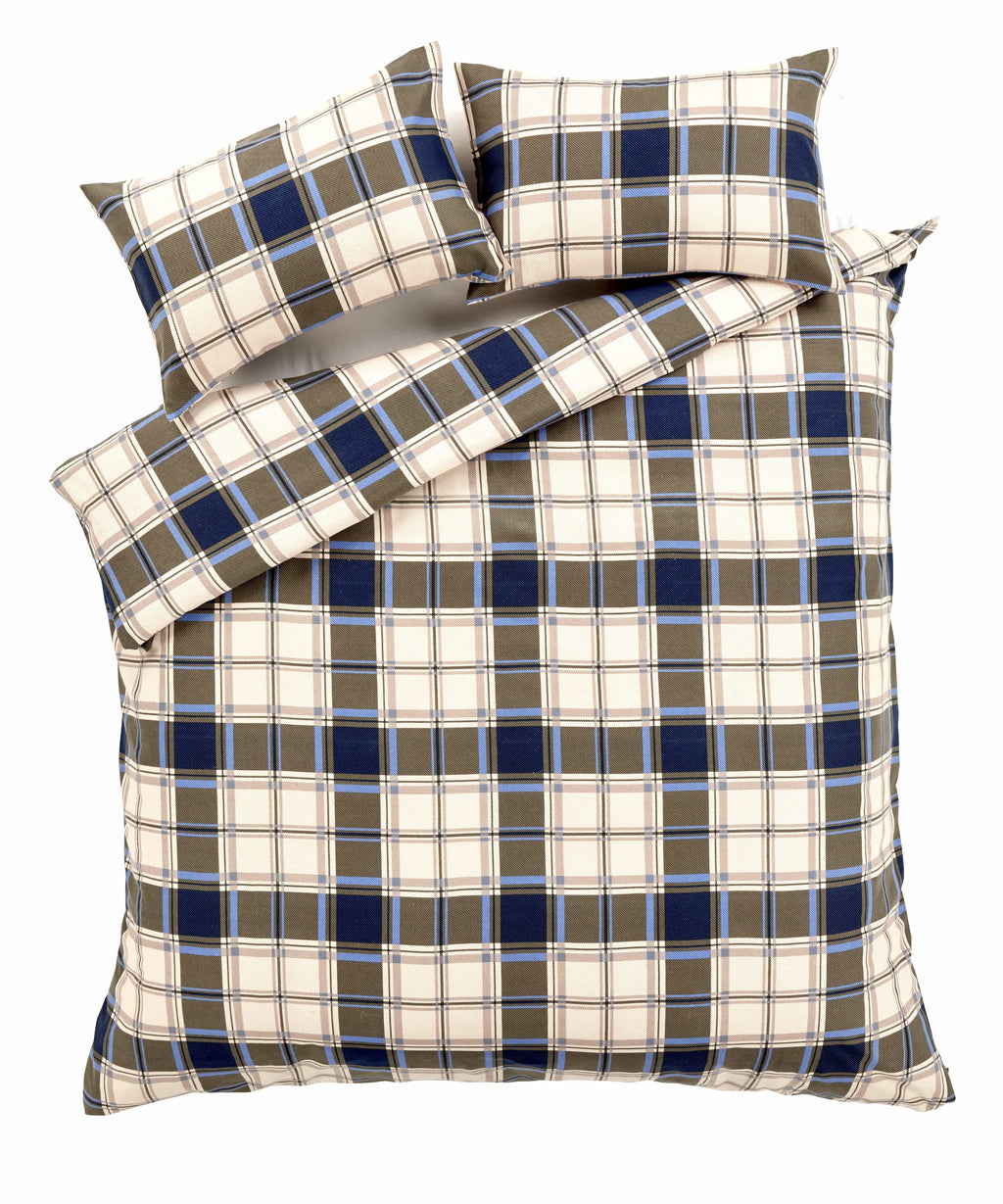 OLIVIA ROCCO Duvet Set Highland Tartan Brushed Cotton Flannel Super Soft OEKO-TEX Certified Quilt Cover For Master Suite Or Guest Room