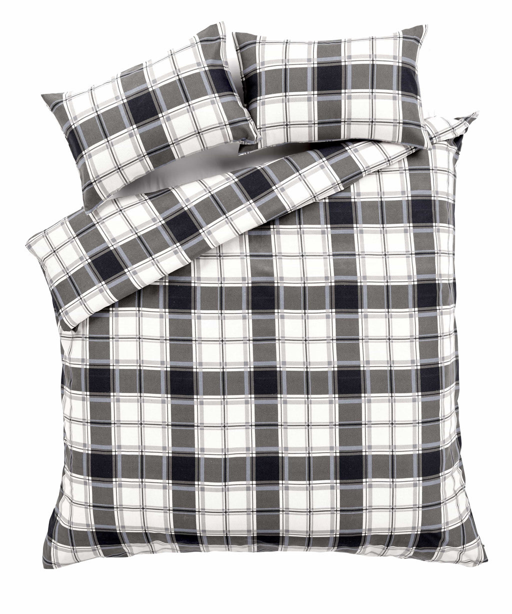 OLIVIA ROCCO Duvet Set Highland Tartan Brushed Cotton Flannel Super Soft OEKO-TEX Certified Quilt Cover For Master Suite Or Guest Room