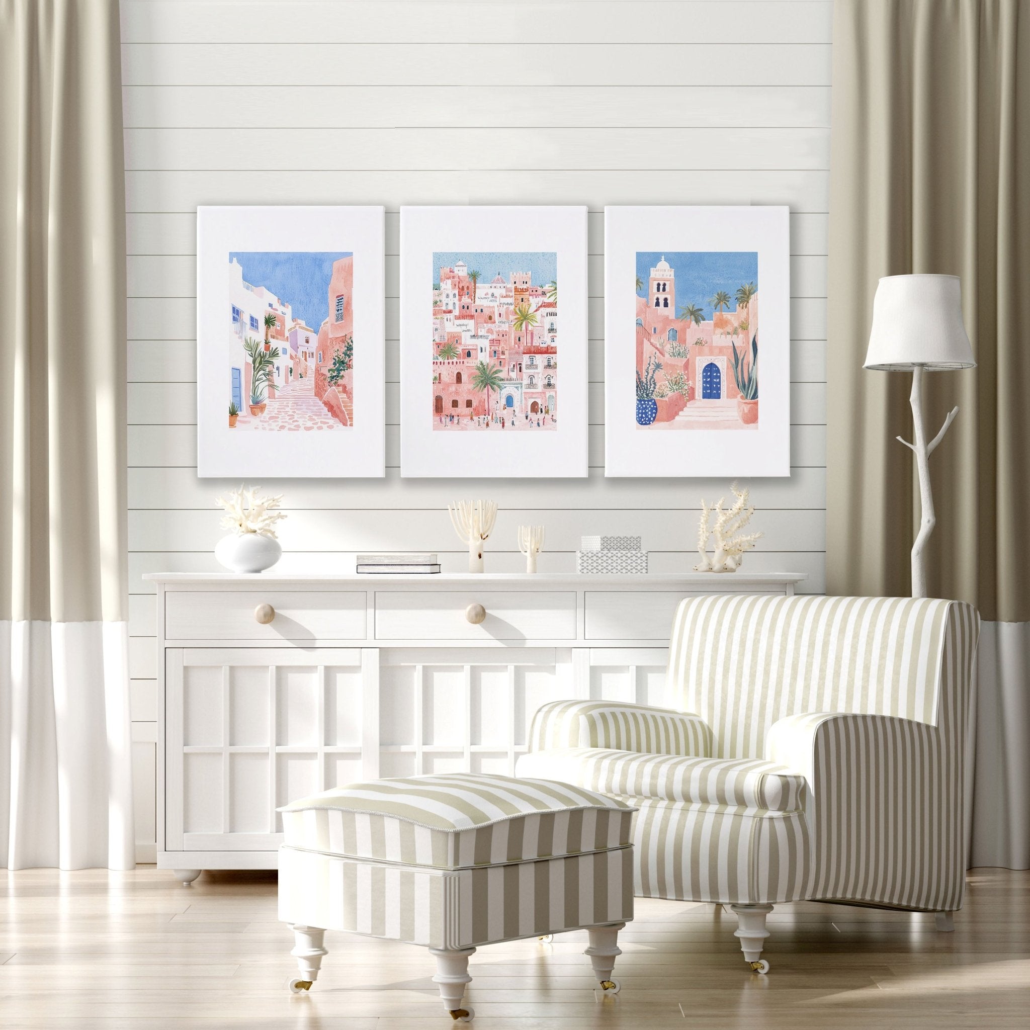 Home Decor Living Room Pictures | Set of 3 Beach Decor Wall art Prints
