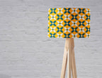 Yellow Lampshade with a  Retro Blue and White Design, Ceiling or Table Lamp Shade