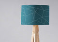 Teal Lampshade with White Lines Geometric Design, Ceiling or Table Lamp