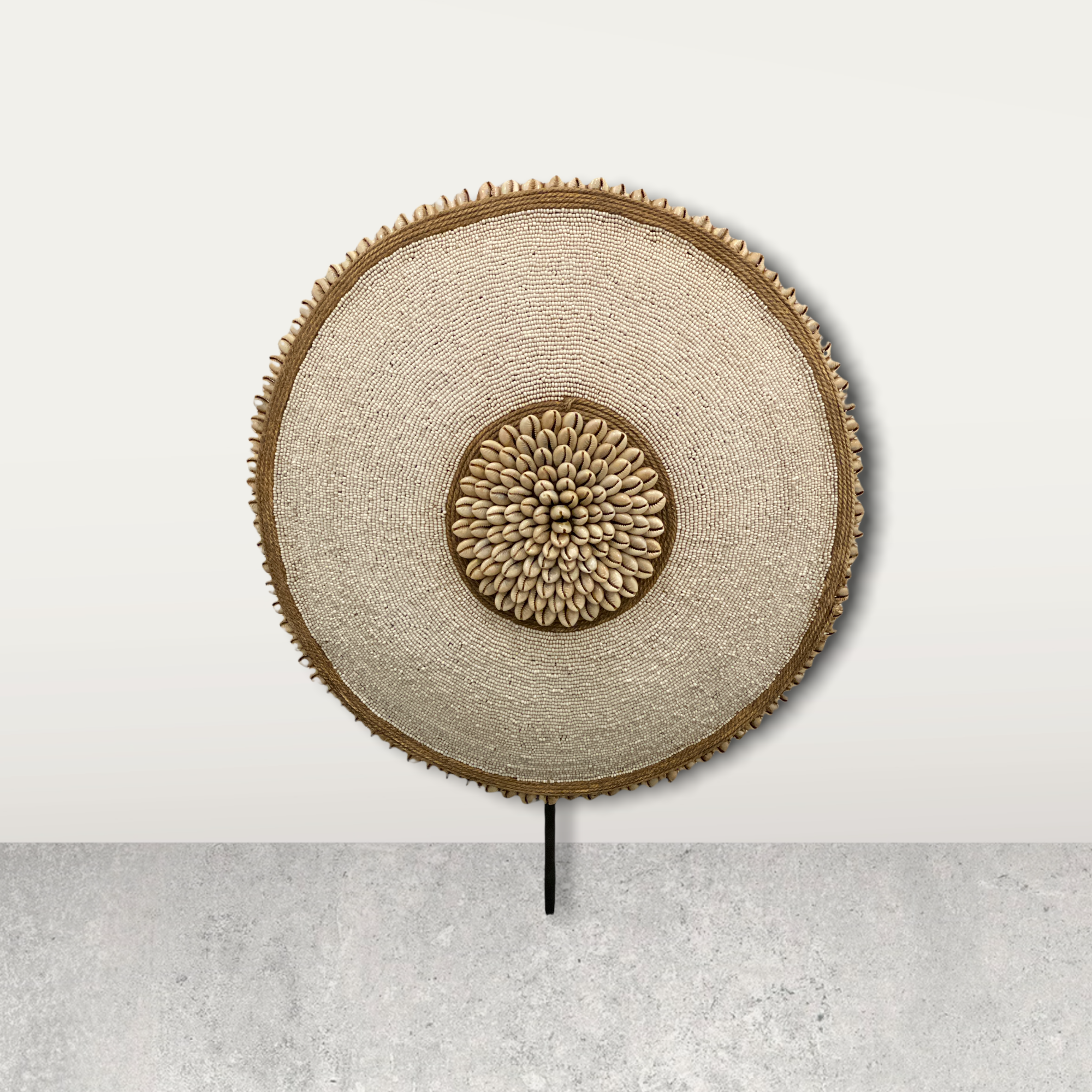 Cameroon Shield Round White with shells