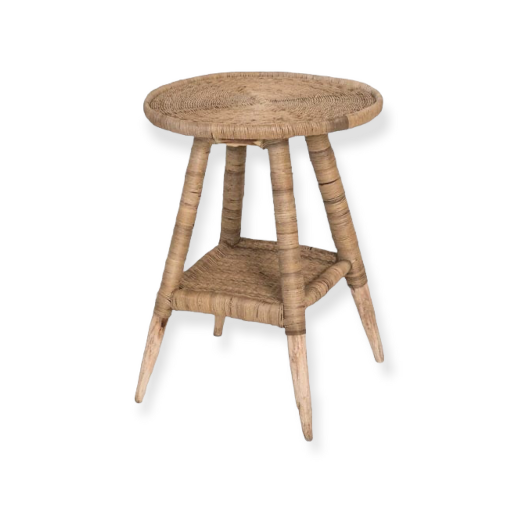 Malawi Round Side Table - Handmade Cane