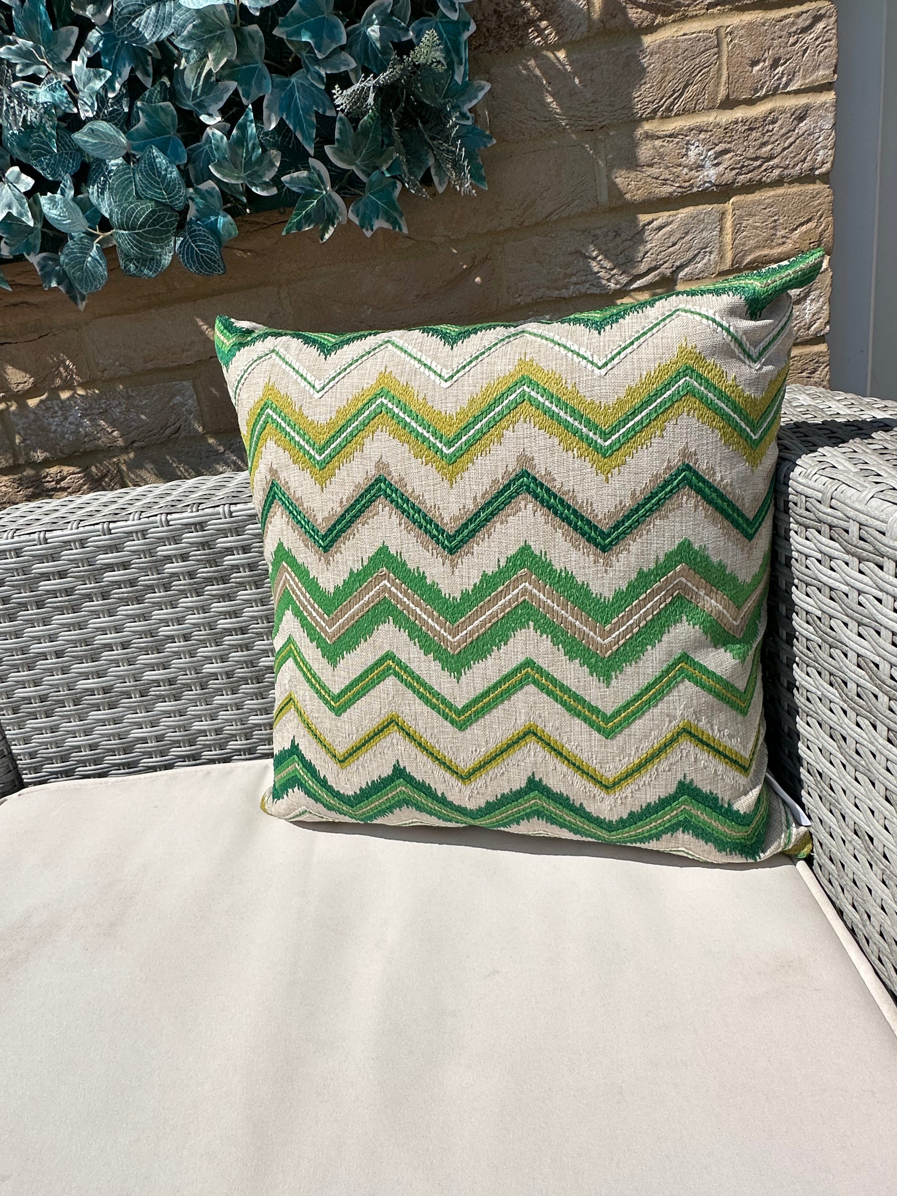 The Couture Cushion - The Outdoor Green Zig Zag - Style No. 139