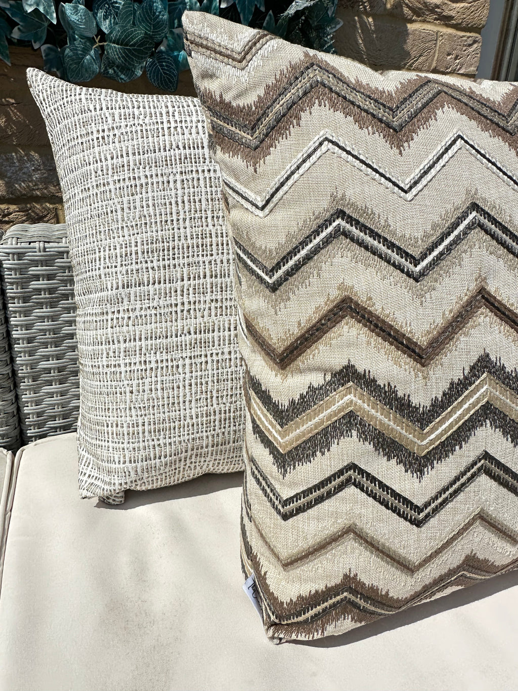 The Couture Cushion - The Outdoor Beige Jacquard - Style No. 146