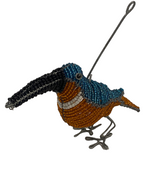 African Beaded Wire Garden Birds - Blue (17.5)