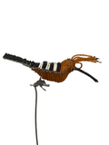 African Beaded Wire Metal Garden Birds - Orange (17.5)