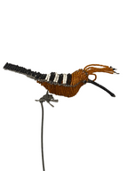 African Beaded Wire Metal Garden Birds - Orange (17.5)