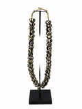 Kenya Beads - dark brown & white circular pattern