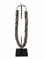 Kenya Beads - dark brown & white circular pattern