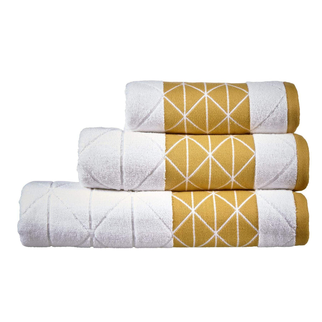 OLIVIA ROCCO Inca Diamond Jacquard 600GSM Cotton Towels Bath Sheets And Bath Towels Set Made In England OEKO TEX Certified Soft Absorbent - Nest UK