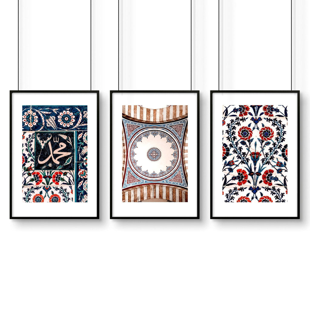 Islamic Art and geometry | set of 3 Bedroom wall art