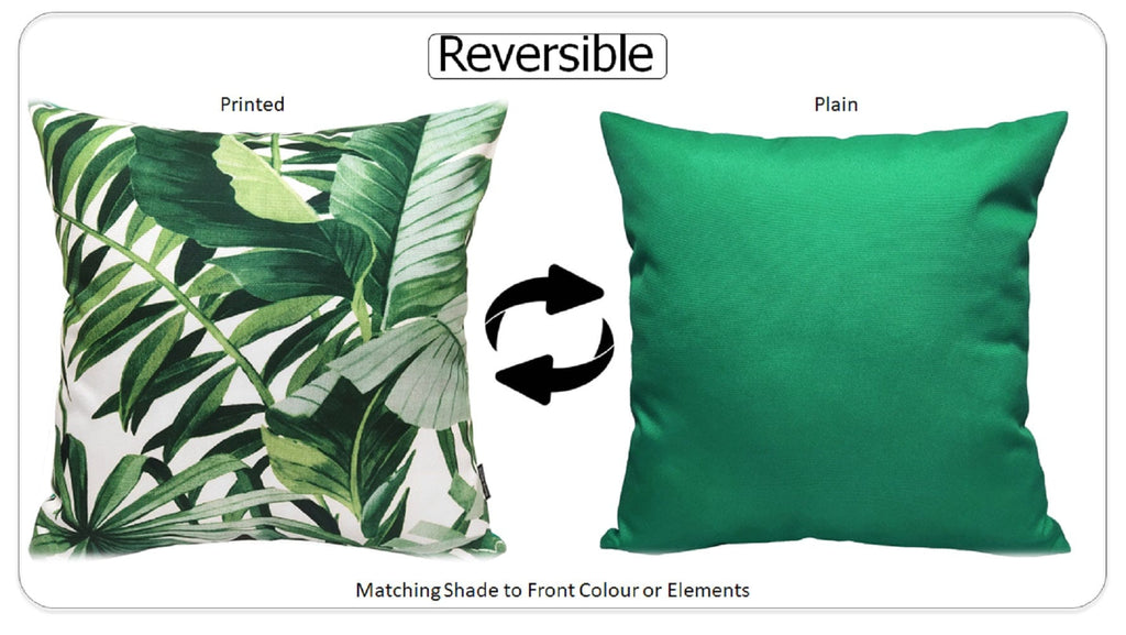 OLIVIA ROCCO Cushion Covers Jamil Green Waterproof 43x43 cm Reversible Breathable Indoor Outdoor Patio Garden Sofa Bed Chair Protection
