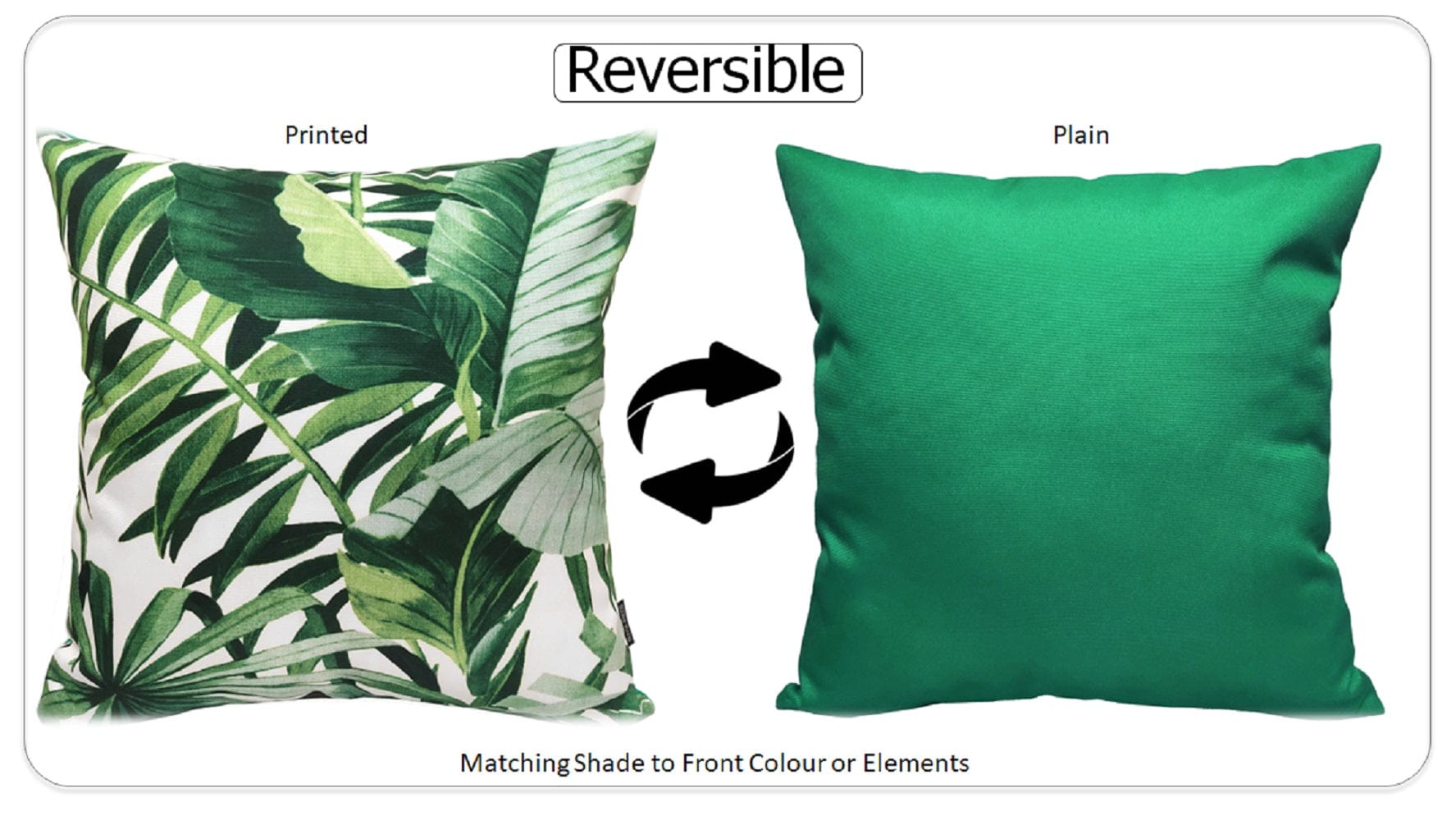 OLIVIA ROCCO Cushion Covers Jamil Green Waterproof 43x43 cm Reversible Breathable Indoor Outdoor Patio Garden Sofa Bed Chair Protection