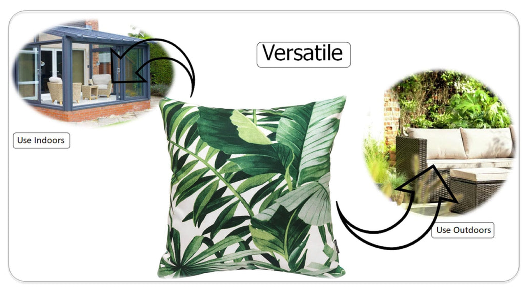 OLIVIA ROCCO Cushion Covers Jamil Green Waterproof 43x43 cm Reversible Breathable Indoor Outdoor Patio Garden Sofa Bed Chair Protection