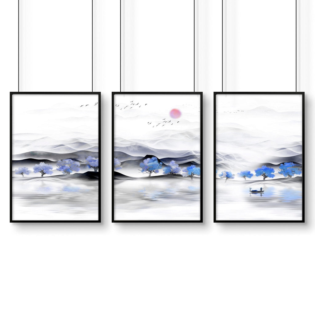 Japandi design | set of 3 unique wall art for living room