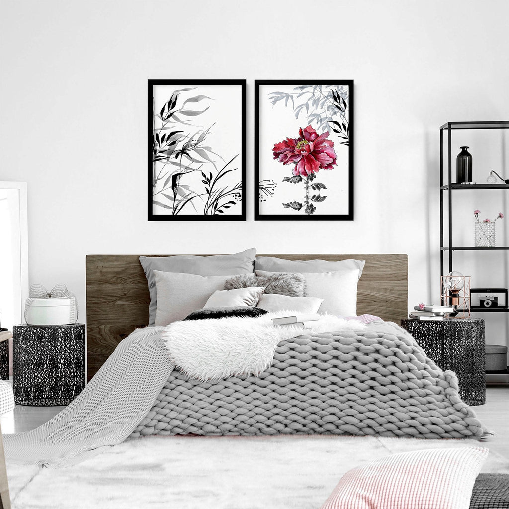 Art decor for walls | set of 2 Japanese wall art prints for bedroom