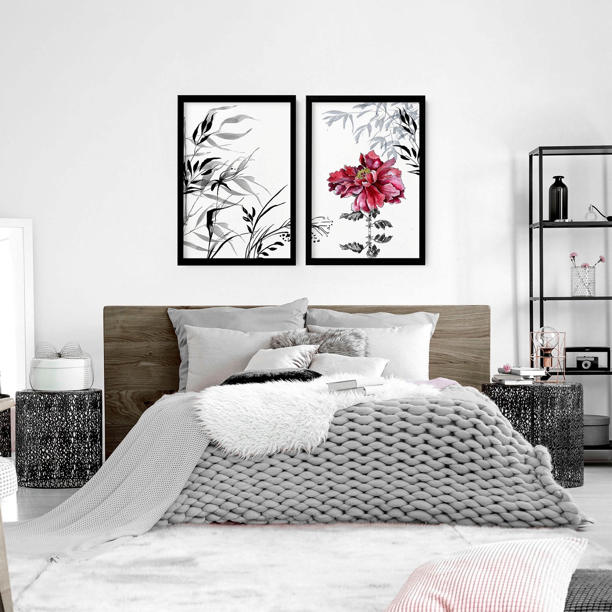 Art decor for walls | set of 2 Japanese wall art prints for bedroom