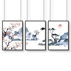 Japanese Cherry Blossom Art | set of 3 wall art prints