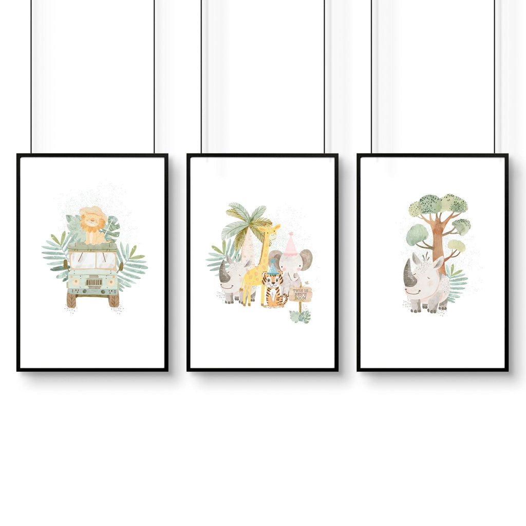 Jungle Nursery | Set of 3 wall art prints