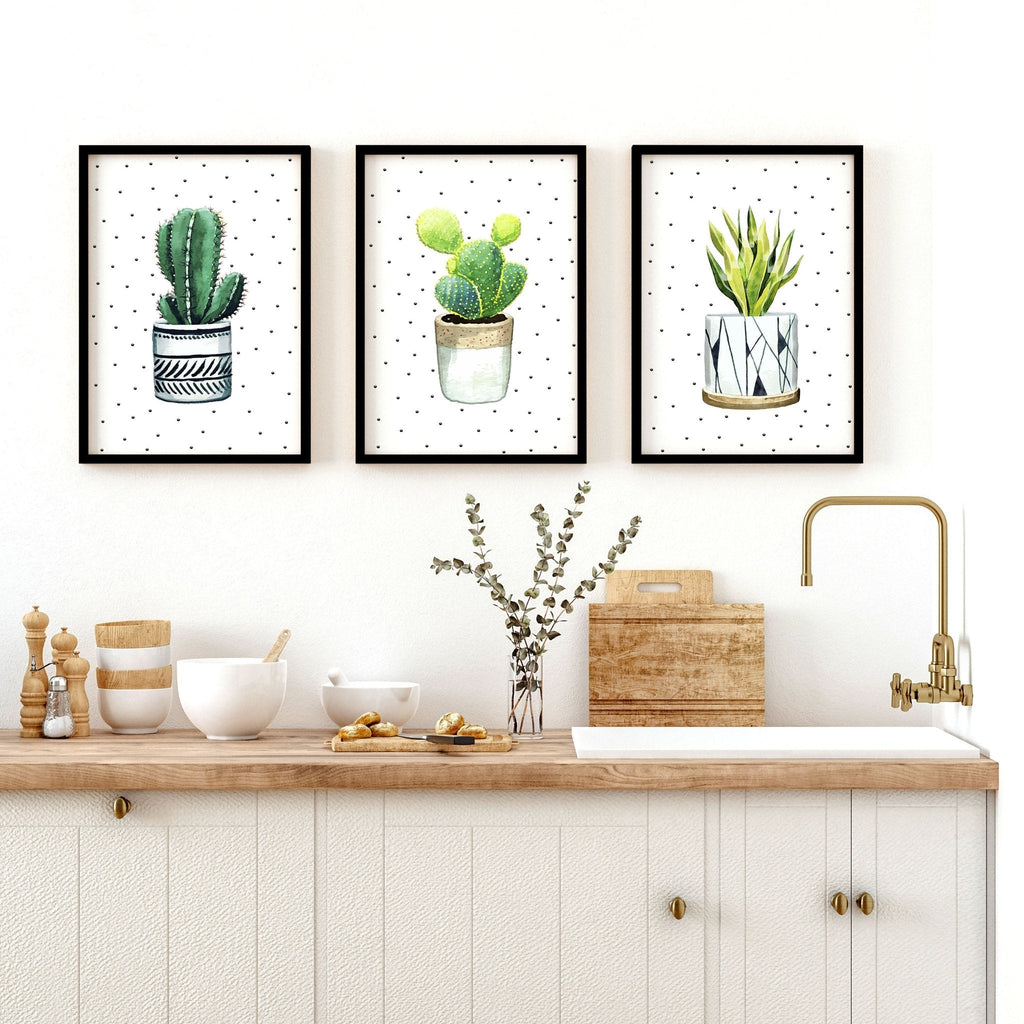 Wall pictures for Kitchen | set of 3 Succulents prints